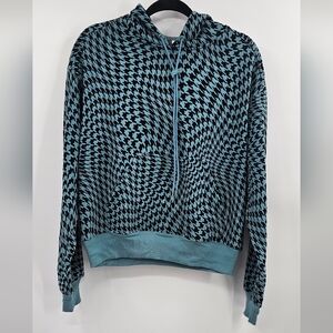 Fabletics Houndstooth Turquoise Hoodie Size Medium